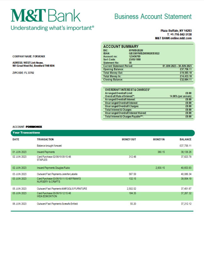  East West Bank firm account statement 